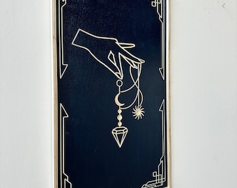 GESCHNITZTE Tarot Holzkunst, Mystische Holz Wandkunst, Alchemistische Symbole Wanddekor, Hexensymbole Wandkunst, Holz Wandbehang,
