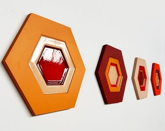 Art paintings consisting of glossy epoxy resin surface, hand-painted wood layers. Create your own art wall with the colors of your choice!