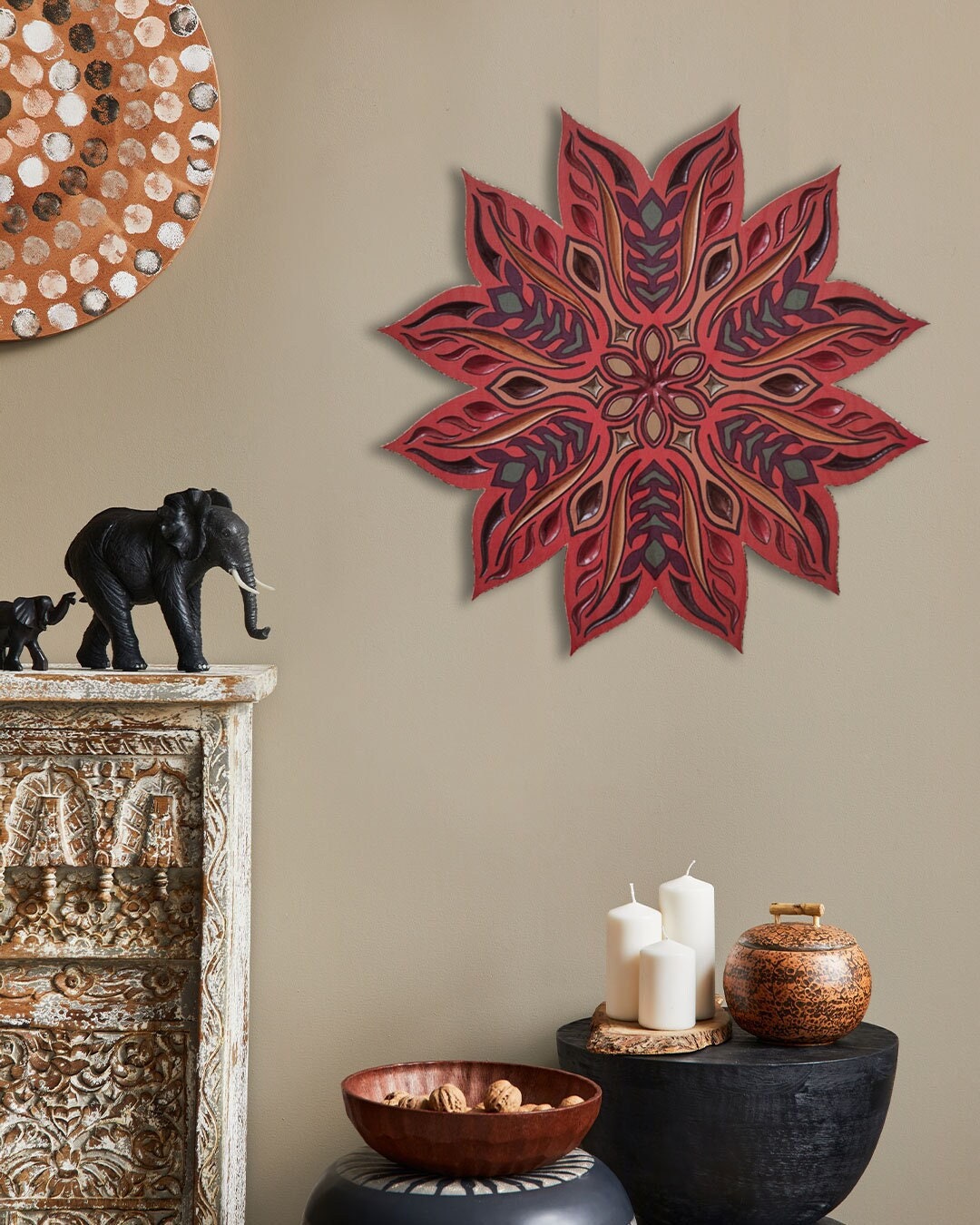 CARVED Mandala Wood Art, Mandala, Wood Carved, Lotus, Yoga Decor