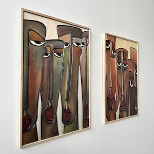 CARVED Painting Wood Wall Art,  Wood  Art,  Wall Decor,  Rustic Wood Wall Art, Wood Wall Hanging, Housewarming Gift, Handmade, Cubist Faces