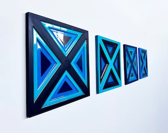 Art paintings consisting of glossy epoxy resin surface, hand-painted wood layers. Create your own art wall with the colors of your choice!