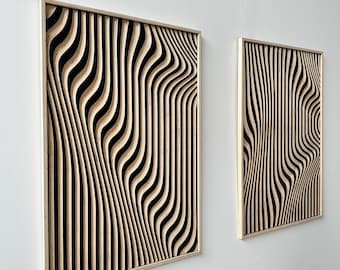 CARVED Wavy Line  Wood Art, Wood Wall Art, Wall Decor, Rustic Wood Wall Art, Wood Wall Hanging, Housewarming Gift, Handmade