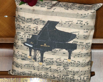 Cushion "Fuga", piano cushion, sofa cushion, music motif, decorative cushion, grand piano, home decoration, music