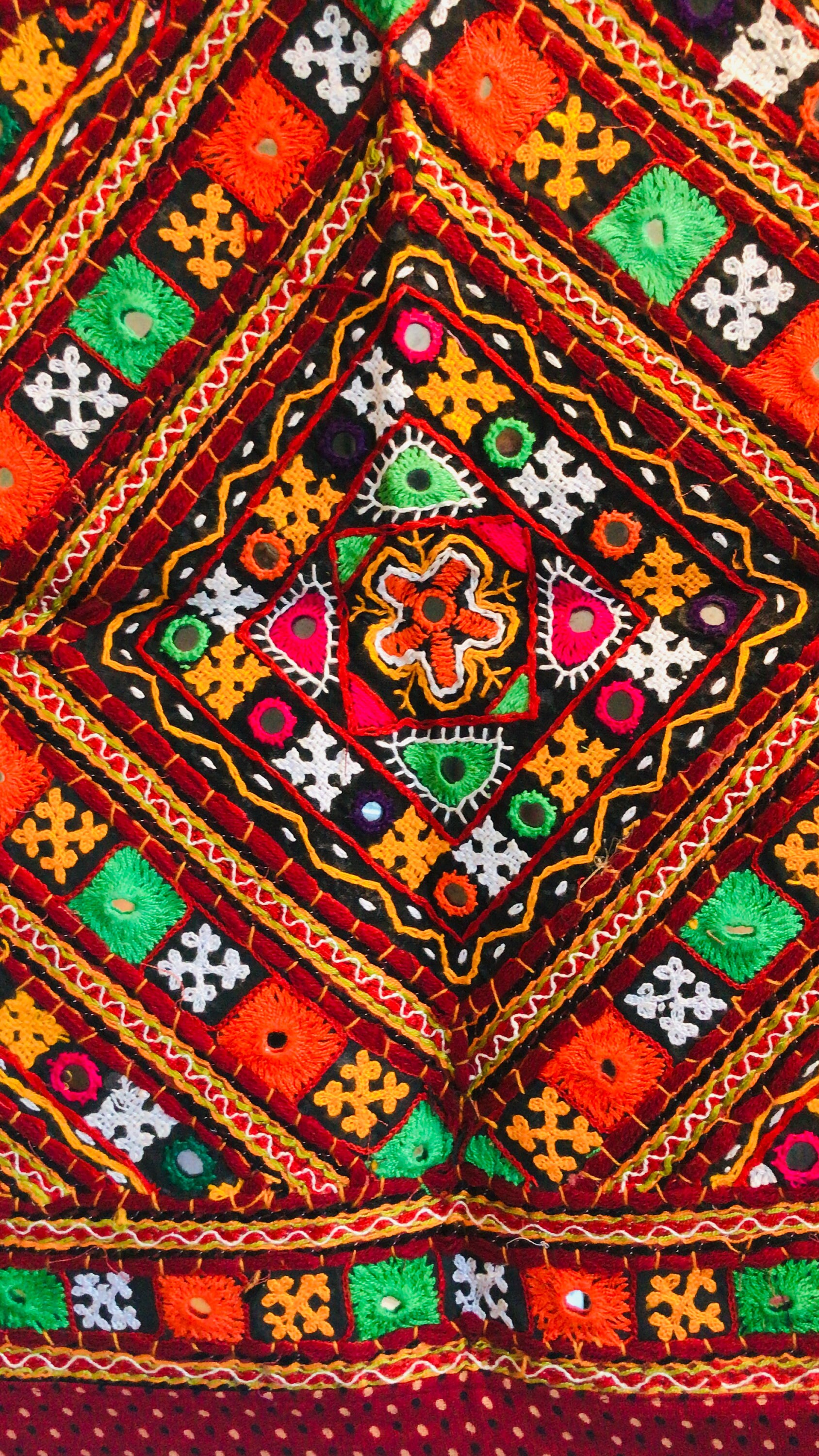Large Square Pattern Handmade Indian Wall Hanging Tapestry Embroidered ...