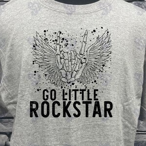 Go Little Rock Star ~Skeleton Wings~ Rockstar TikTok Shirt~ Distressed ~ Unisex  Womans Skeleton Shirt