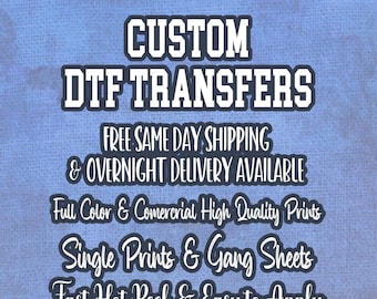 DTF Transfers, Full Color Heat Transfer, Soft Feel Ready to Apply with Heat Press, Bulk Direct to Film, Express  Screen Print, Gang Sheet