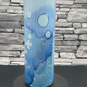 Custom Beautiful Blue Water Rain Droplet Tumbler~ 20 or 30 oz Skinny Stainless Steel Tumbler, Can Cooler or 24oz ColdCup Simlar to Starbucks