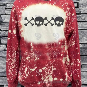 XOXO Skeleton Valentines Shirt ~ Bleached ~ Reverse Tie Dye ~ Distressed ~ Unisex Shirt