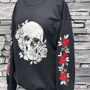 Floral Skull |Rose Skull| with Full Sleeve Embellishment ~ Unisex Shirt