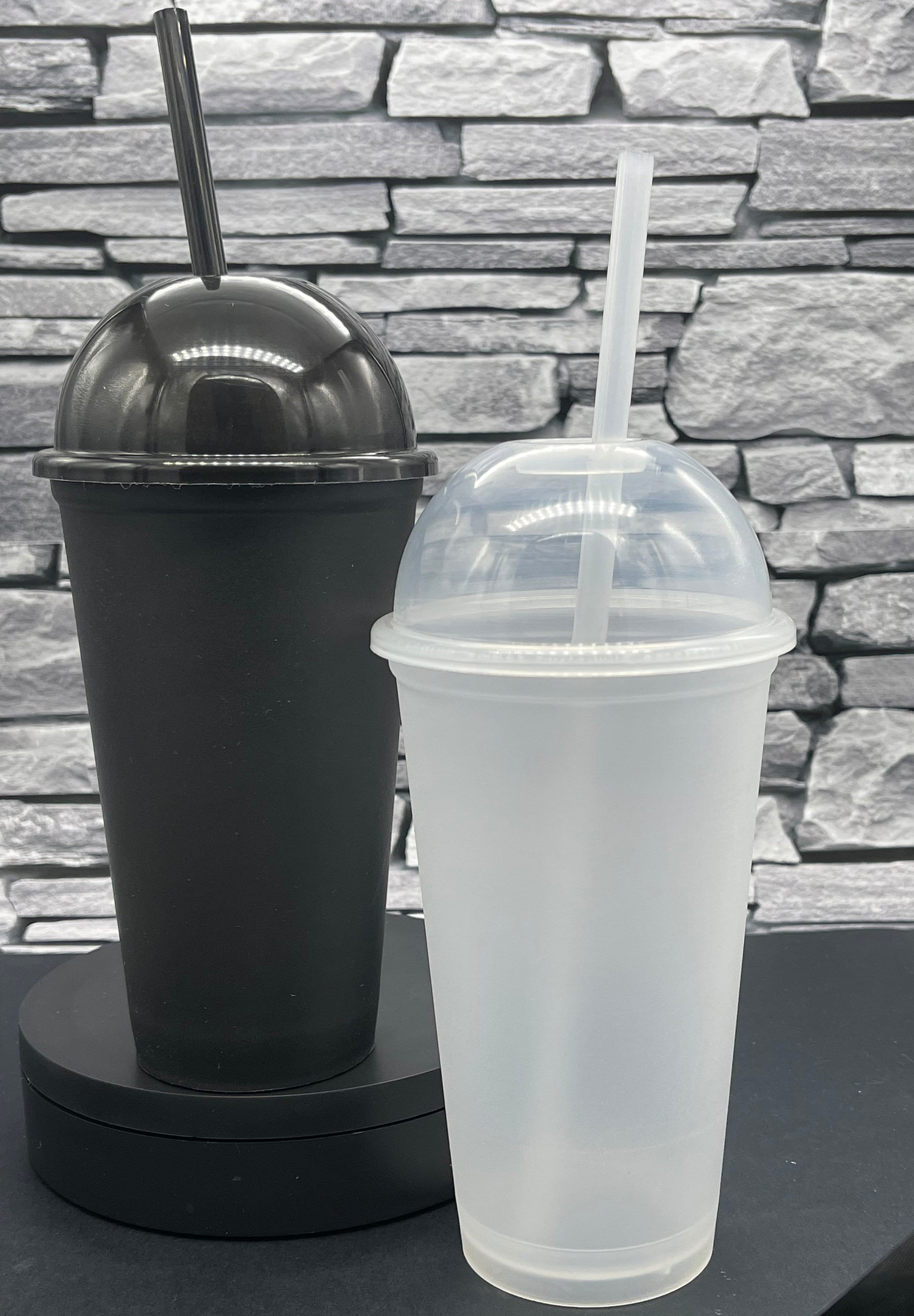 Strong Clear Plastic Smoothie Cups Dome Lids 7oz 10oz 12oz 16oz 20oz 24oz  Smoothies Milkshakes Slush Puppie Juices Recyclable Reusable 