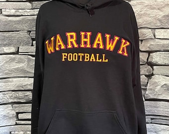 Custom Embroidery Varsity Sweatshirt, Team Spirit Embroidered Fan Hoodie, Tee or Crewneck, Unisex