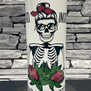Dead Inside But Cafinated ~ 20 or 30 oz Skinny Stainless Steel Tumbler, Can Cooler or 24oz ColdCup Simlar to Starbucks