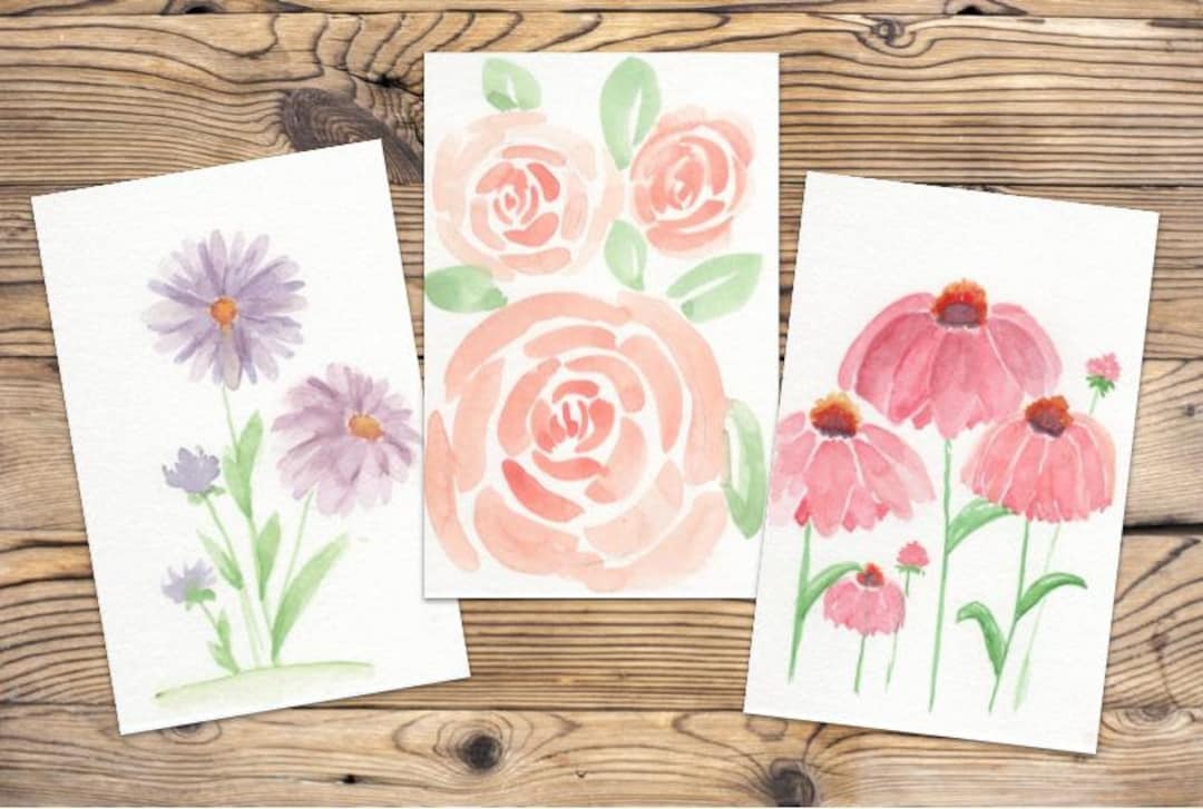Spring Flower Themed Set of Three 4 X 6 Notecards | Custom Variations ...