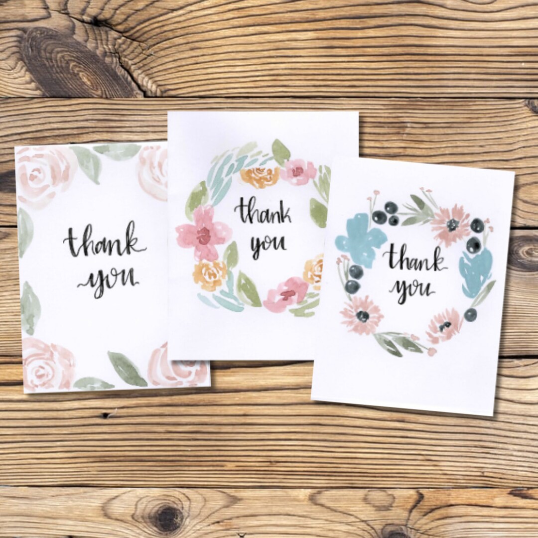 Watercolor Thank You Cards and Envelopes - Etsy