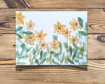 Hand Painted Sunflower Card, Sunflower Blank Card, Original Watercolor ...