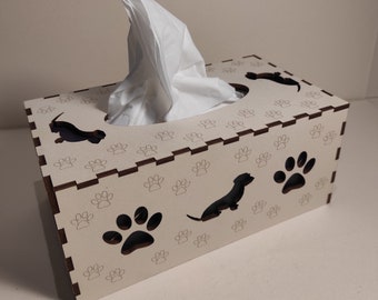 Taschentuchbox mit Dackel Motiven, Tempobox, Kosmetiktuchbox, Tissue Box, Taschentuchspender,
