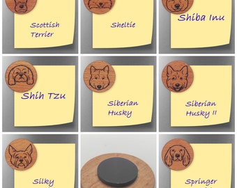 Magnet rund mit Hundekopf Motiv aus Buchenholz, veredelt mit BIO Holzwachs, Kühlschrankmagnet, Pinwandmagnet, Holzmagnet, Hundemagnet,