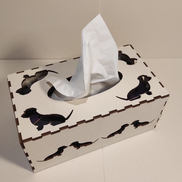 Taschentuchbox mit Dackel Motiven, Tempobox, Kosmetiktuchbox, Tissue Box, Taschentuchspender,