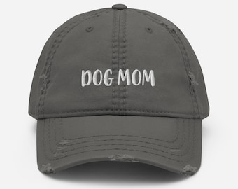 Dog Mom Sombrero bordado / Dog Mom Distressed Baseball Cap