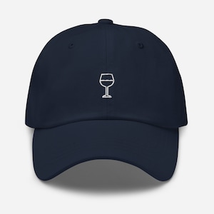 Wine Embroidered Hat | Wine Glass Outline Embroidered Baseball Cap