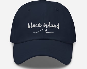 Block Island Embroidered Hat with Wave | Block Island Rhode Island Baseball Cap