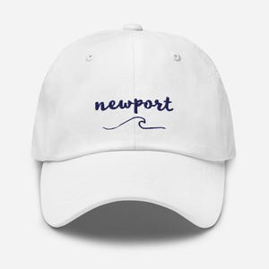 Newport Embroidered Wave Hat | Newport Rhode Island Baseball Cap with Navy Embroidery