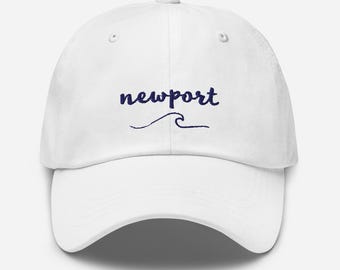 Newport Embroidered Wave Hat | Newport Rhode Island Baseball Cap with Navy Embroidery