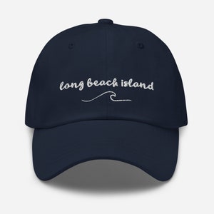 Long Beach Island NJ Embroidered Wave Hat | LBI New Jersey Script Baseball Cap
