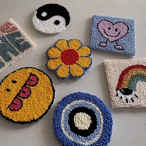 Punch Needle Coasters Etsy
