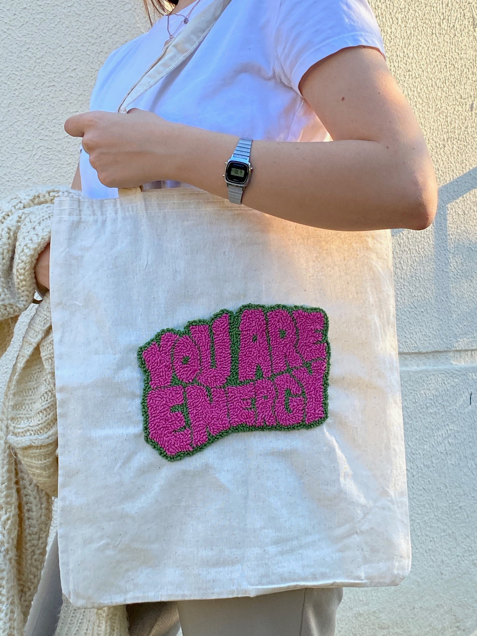 Handmade Punch Needle Tote Bag Etsy