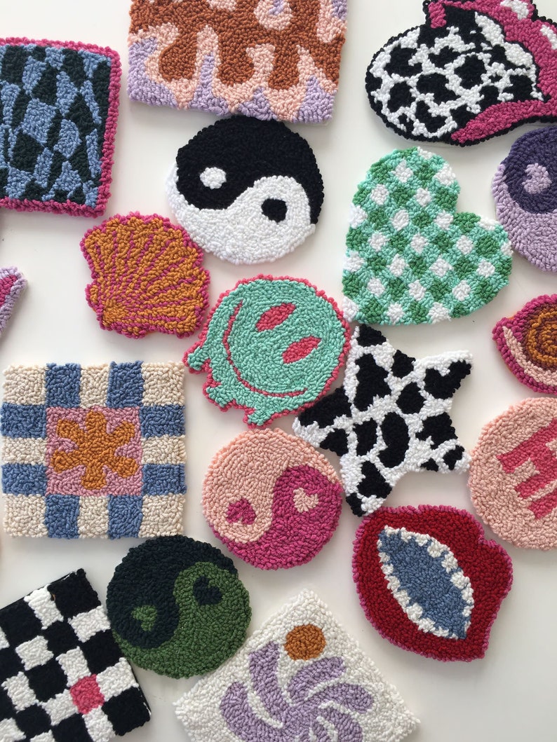 Punch Needle Coaster Etsy