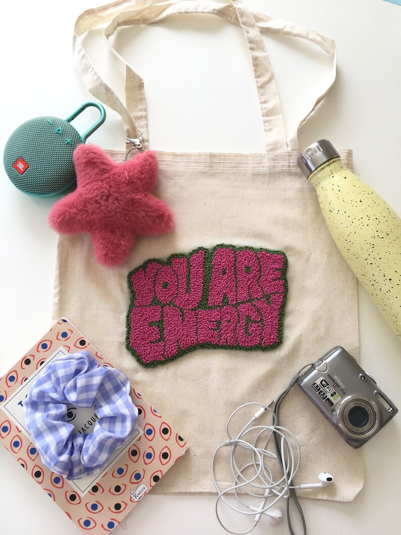 Handmade Punch Needle Tote Bag Etsy