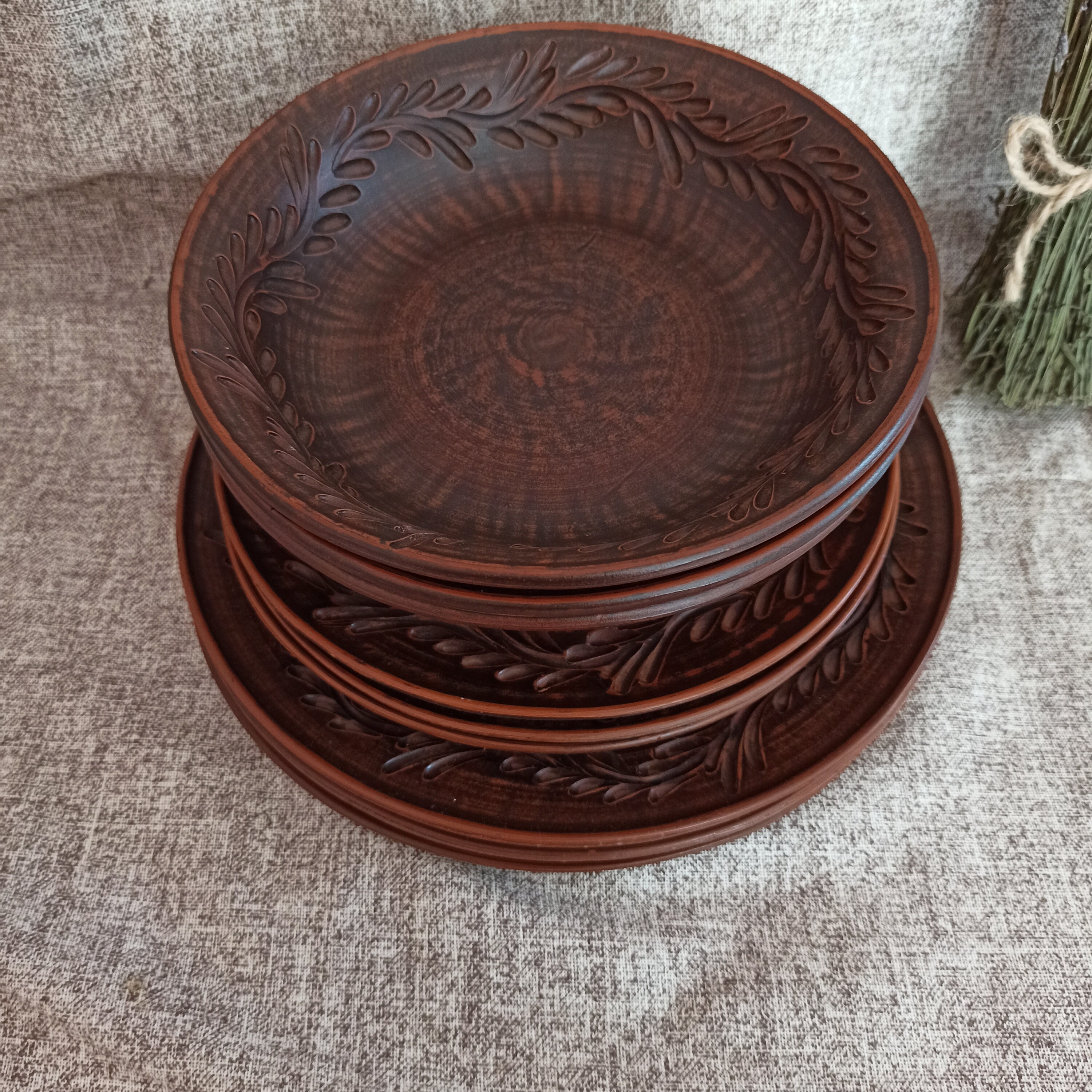 Clay Dinnerware Set of 3 Ceramic Dinnerware Set Pottery Etsy