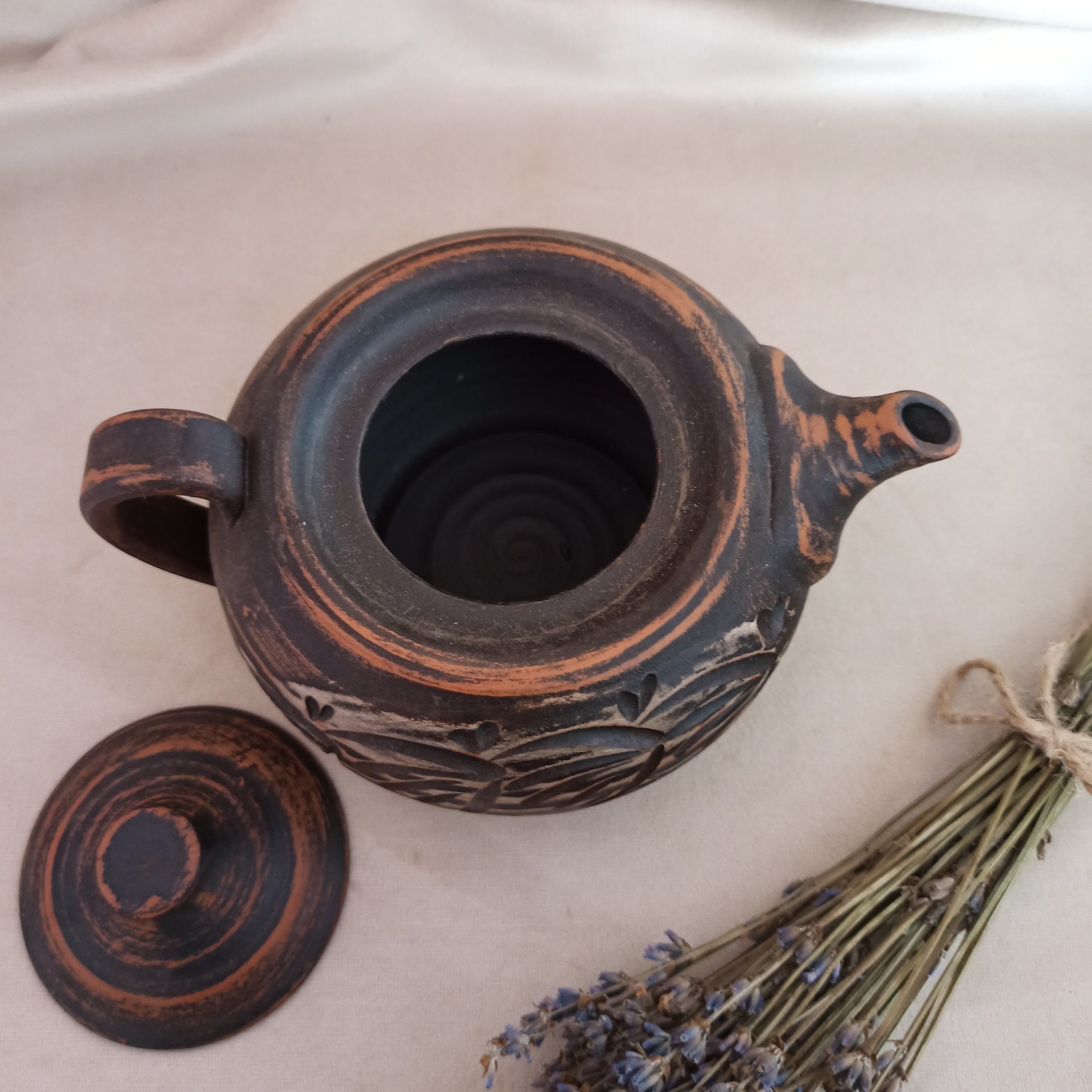 Clay Teapot Pottery Teapot Unglazed Pottery Ceramic Tea Etsy