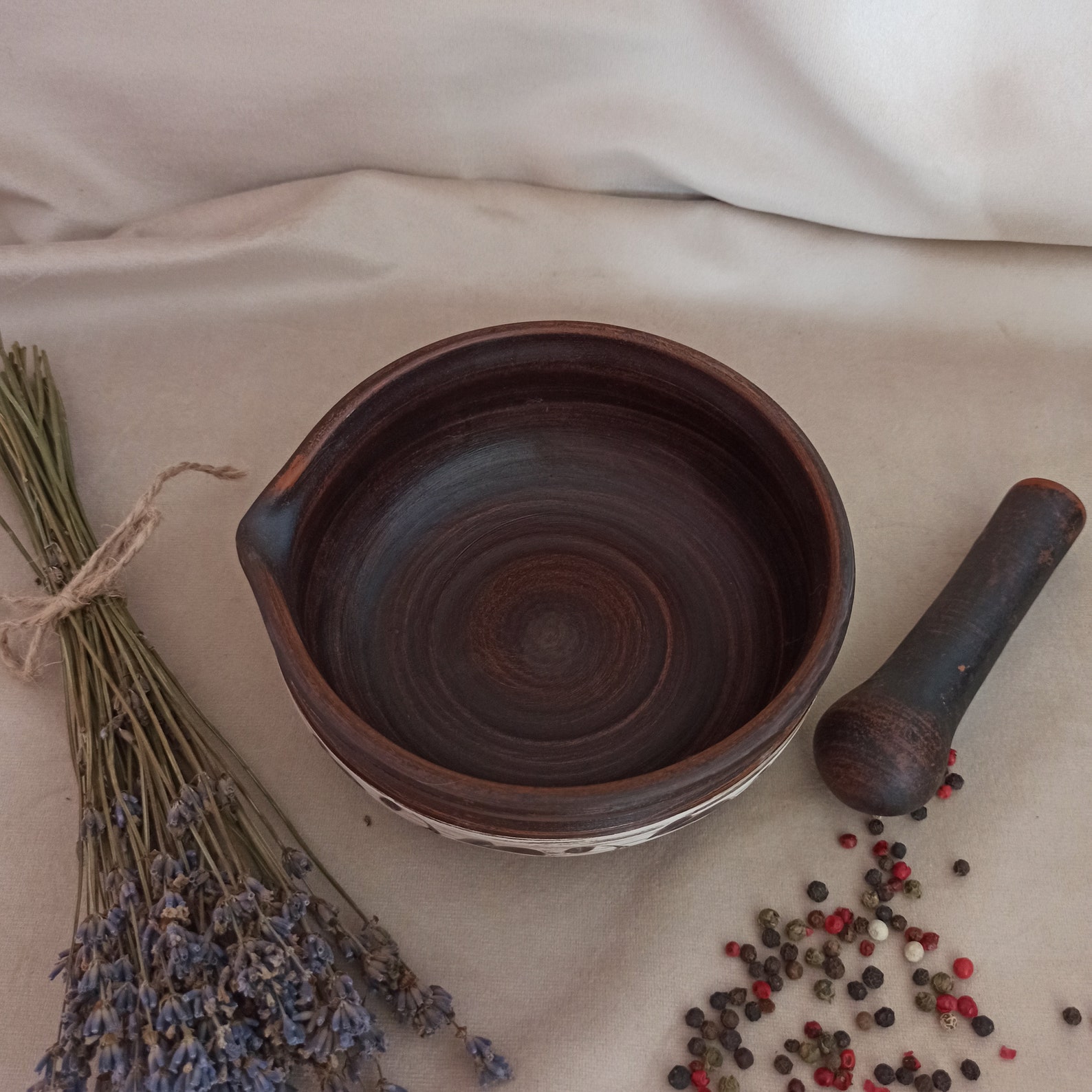 Clay Mortar with Pestle Pestle and Mortar Etsy