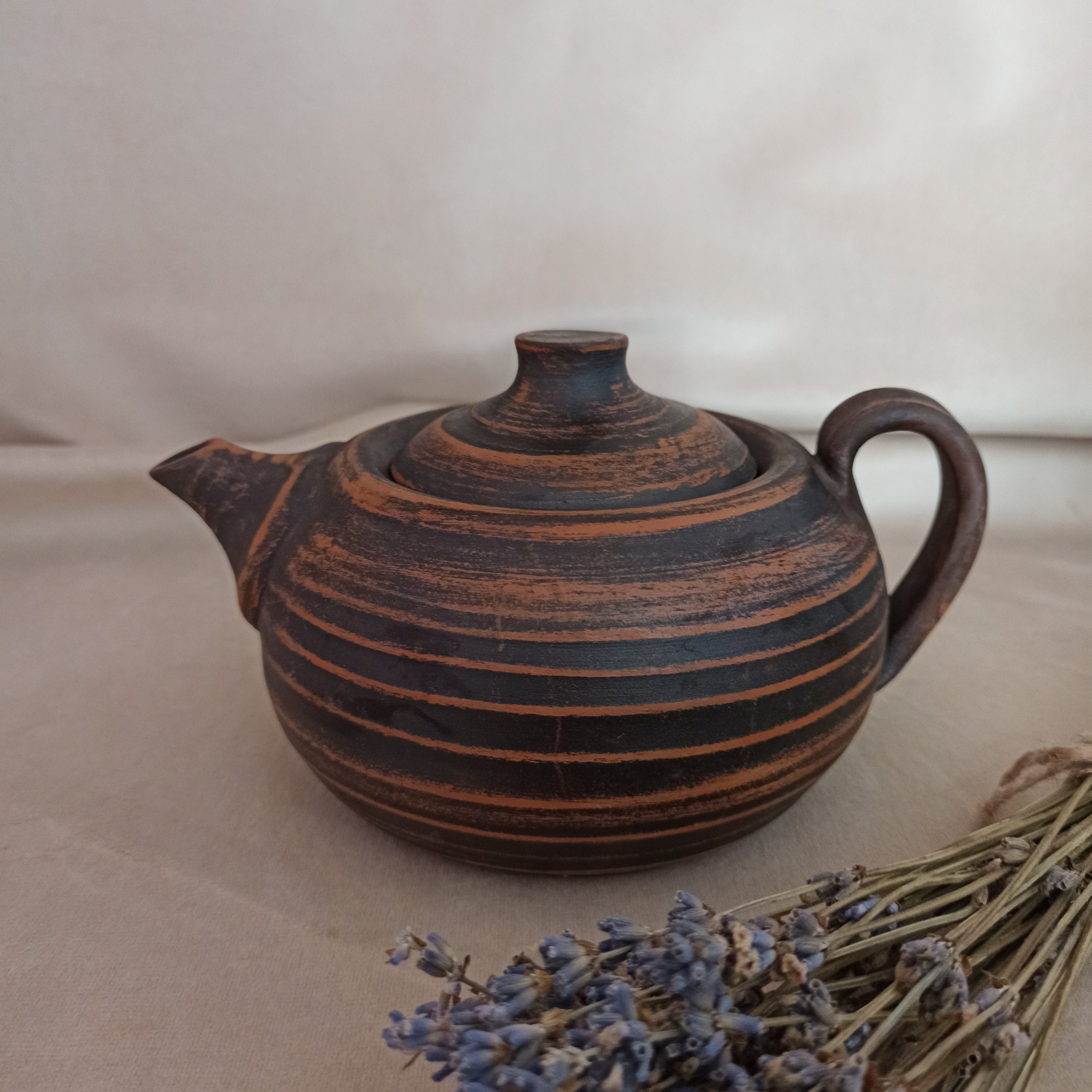 Clay Teapot Pottery Teapot Unglazed Pottery Ceramic Tea Etsy