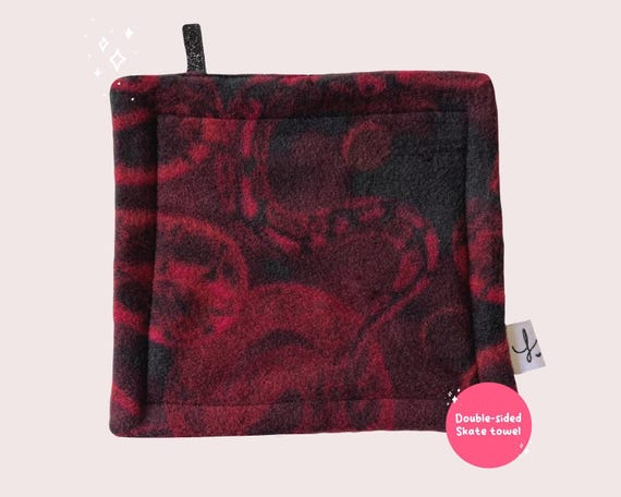 Double -Sided Skate Towel, Ice Skate Towel, Skate Towel, Towel for Figure Skaters, Figure Skater Gift, Ice Skating, Red Snake Print