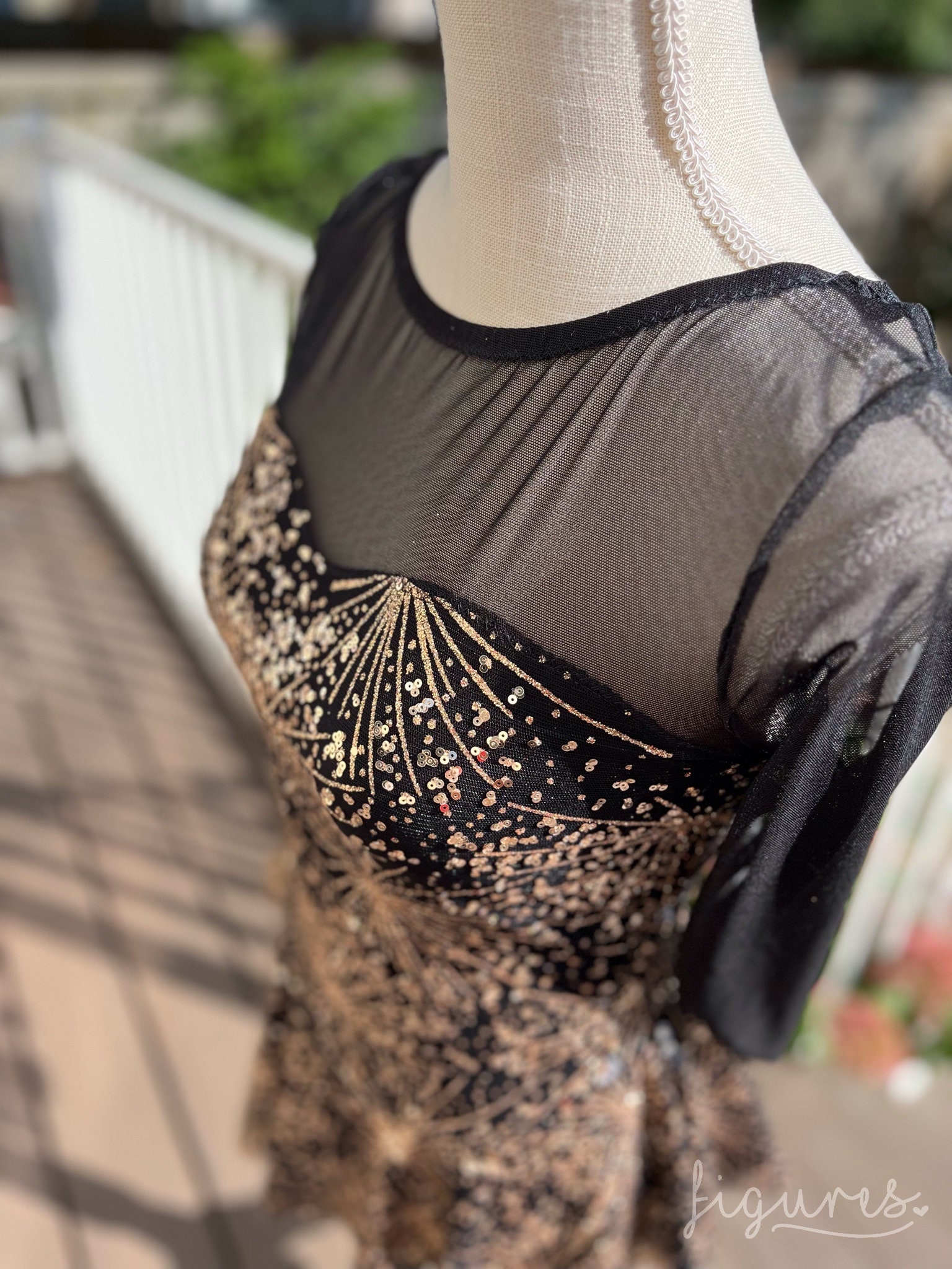 black and gold figure skating dress 613 Mondor Ice Skating Dress in Black with Gold Glitter Mesh Adult Medium main image 0