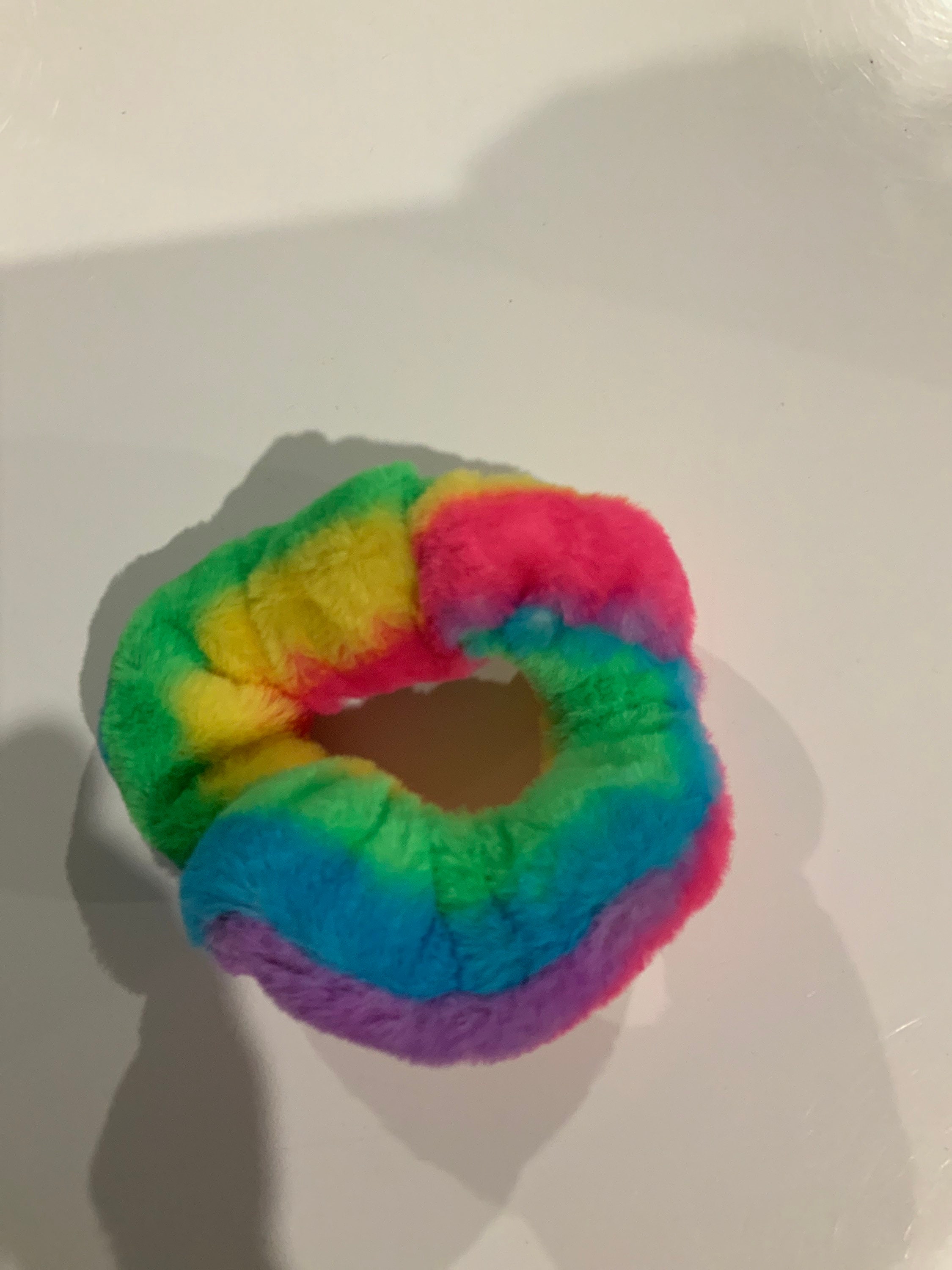 Big rainbow fluffy scrunchie | Etsy