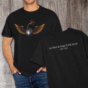 Phil Lesh Flying Eye Bomb, "Let there be songs to Phil the air" T-shirt unisex tinta in capo, bifacciale