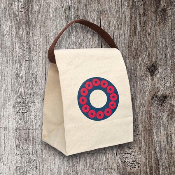 Bolsa de almuerzo de lona con logo de Phish Donut y correa