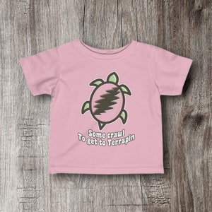 Grateful Dead &quot;Some crawl to get to Terrapin&quot; song lyric with bolt in turtle one-sided Infant Fine Jersey Tee