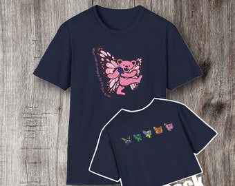 Pink Dancing ButterBEAR - "Attics of My Life - When I had no wings to fly, you flew to me" song lyric Two-sided Unisex Soft Style T-Shirt