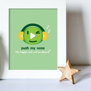 Cute Bean character Drawing Printable Kids room Wall Art, Color digital Art, Instant Download