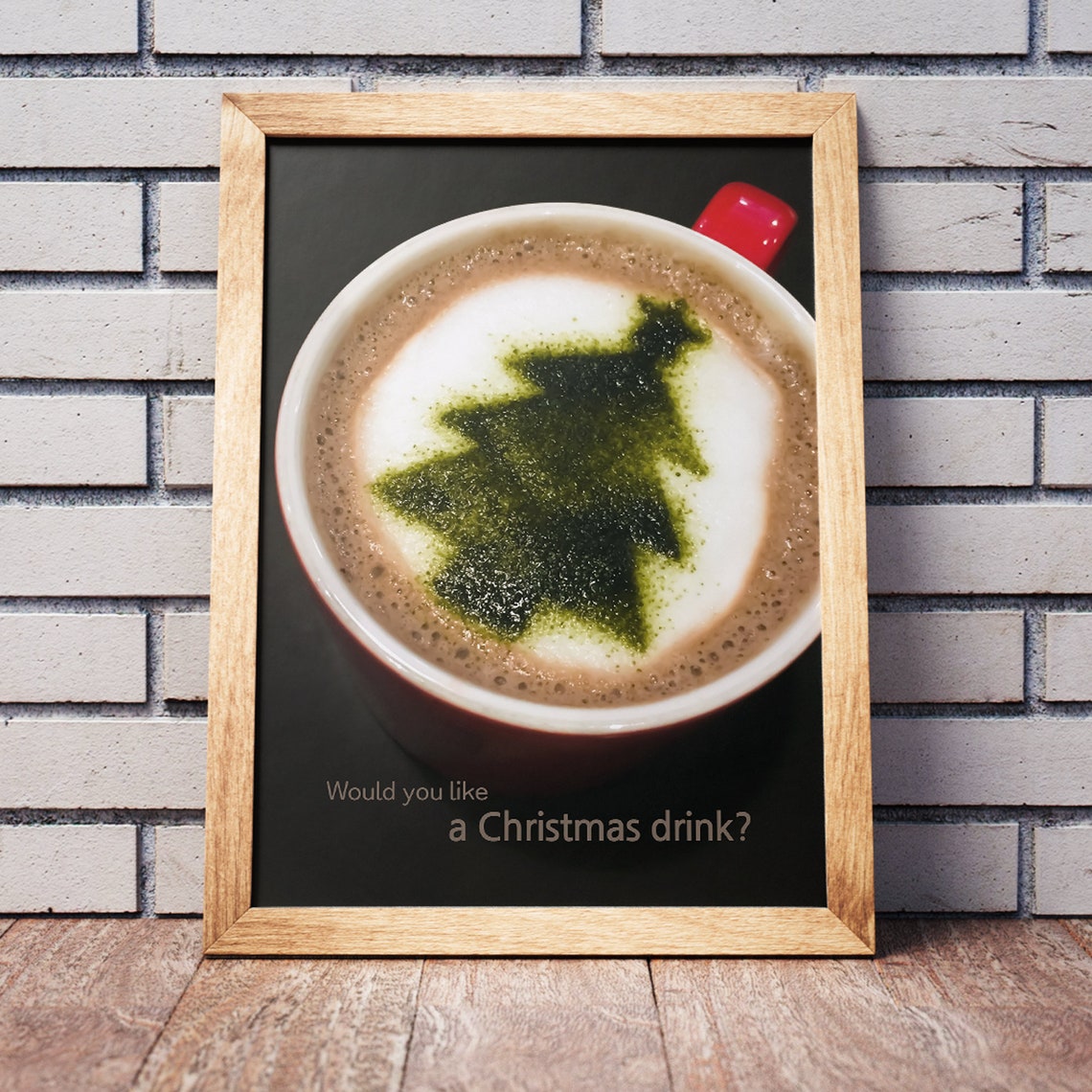 Christmas Tree Latte Picture Printable Wall Art, Color Digital Photo