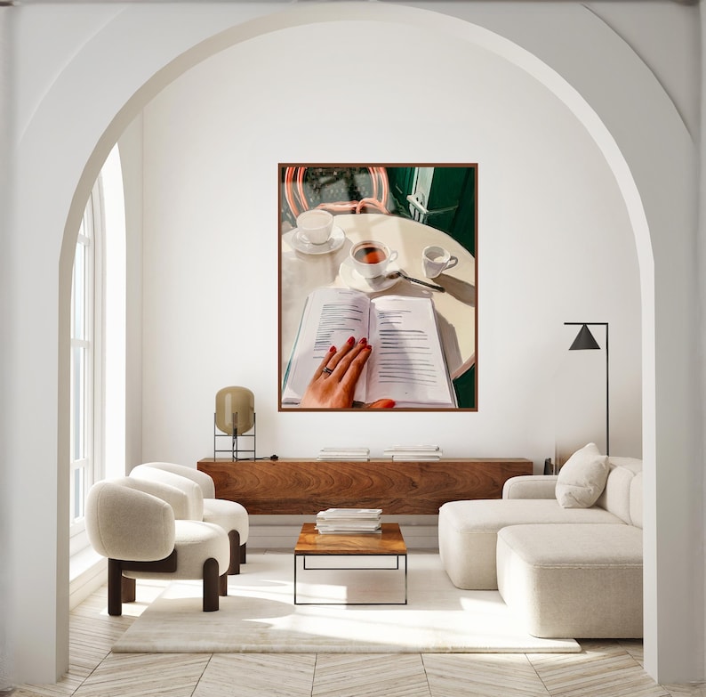 Cafe Reading Nook Print – Hand-Illustrated Book Lover Art (Digital Download) image 8