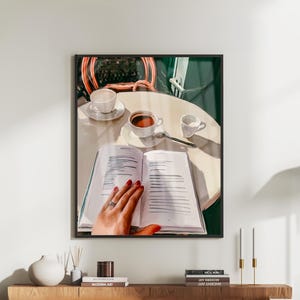 Cafe Reading Nook Print – Hand-Illustrated Book Lover Art (Digital Download) image 1