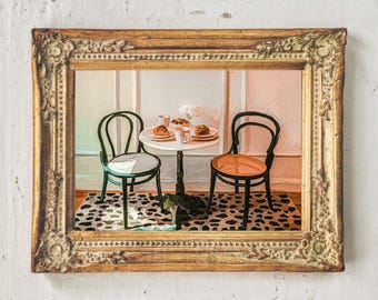 Stampa da caffè francese: Cornetto e caffè, dipinto ad olio (download digitale)