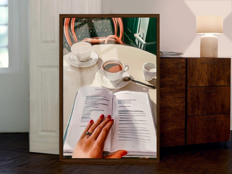 Cafe Reading Nook Print – Hand-Illustrated Book Lover Art (Digital Download) image 2