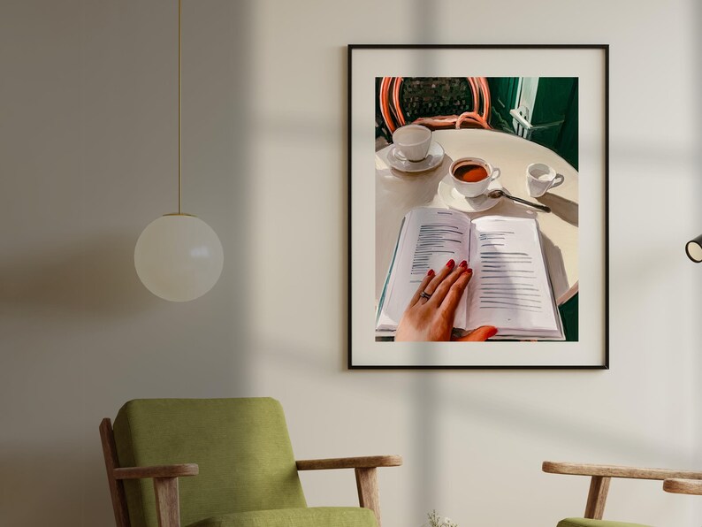 Cafe Reading Nook Print – Hand-Illustrated Book Lover Art (Digital Download) image 5